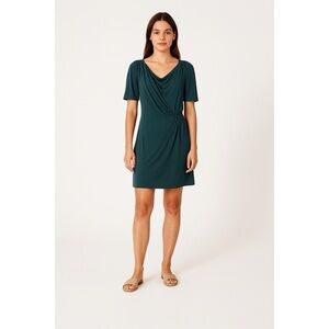 Vanessa Bruno Teal Wool Blend Silk Lined Draped Dress